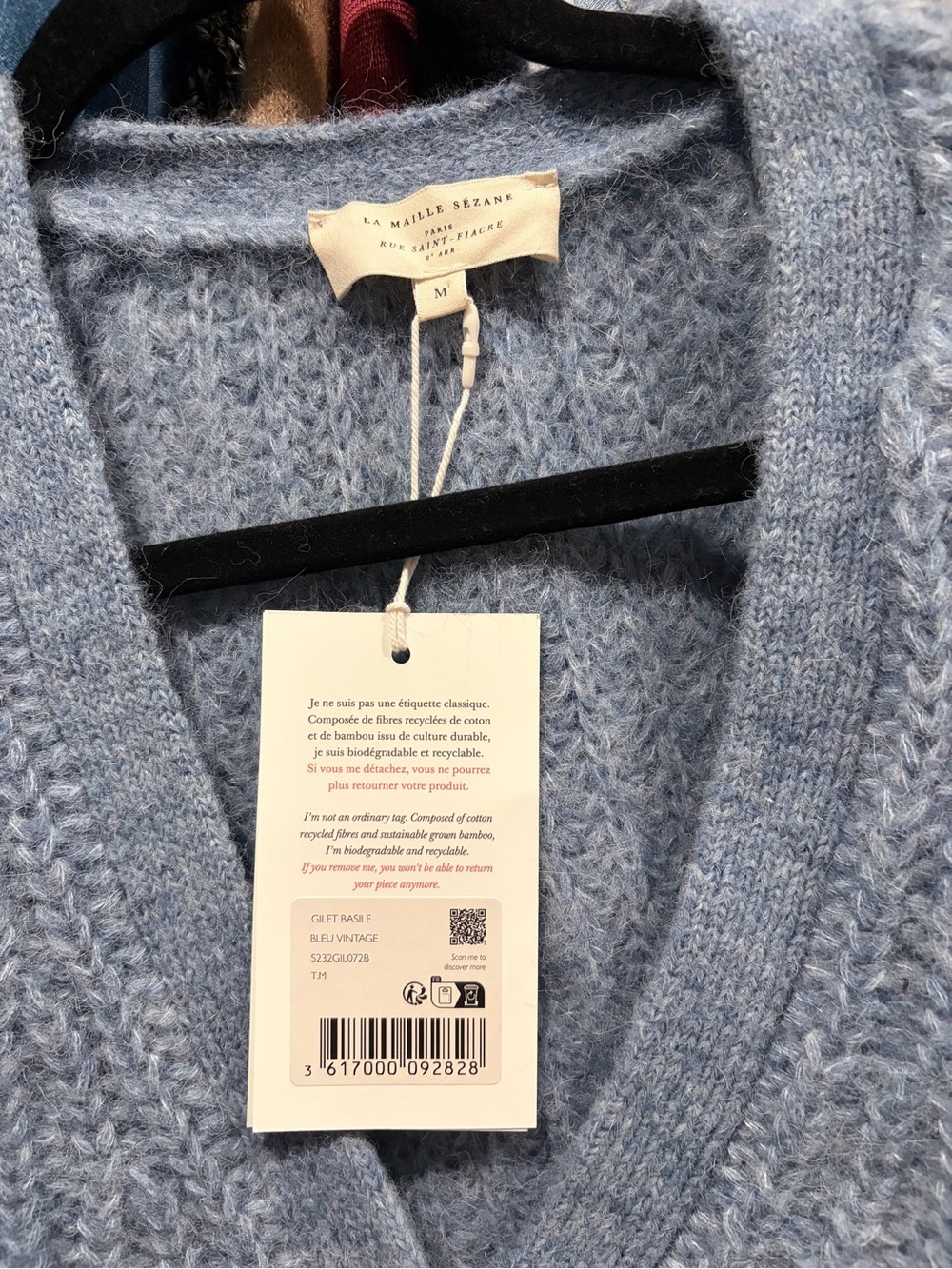 Sezane Vintage Blue Emile Cardigan - Picture 2 of 3